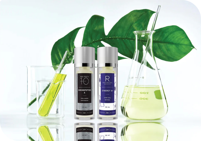 Rhonda Allison skincare products, featuring Chronopeptide A and Synergy A, with natural ingredients for healthy, radiant skin in Orange, CA.
