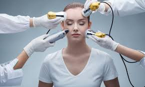 Woman receiving Cold Plasma Therapy at Facials & Skincare by Debbie in Orange, CA, for advanced skin care and rejuvenation.